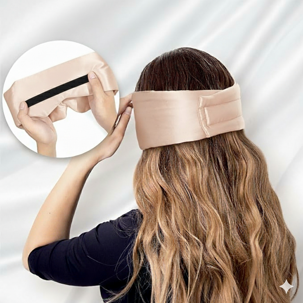 Aurica Göz Bandı- Şampanya Büyük Boy, %100 Saf Dut İpeği