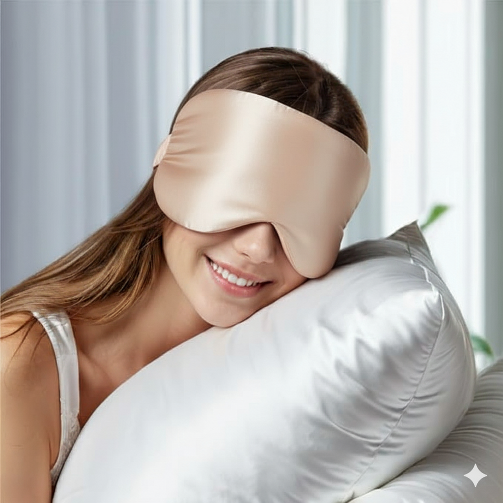 Aurica Göz Bandı- Şampanya Büyük Boy, %100 Saf Dut İpeği