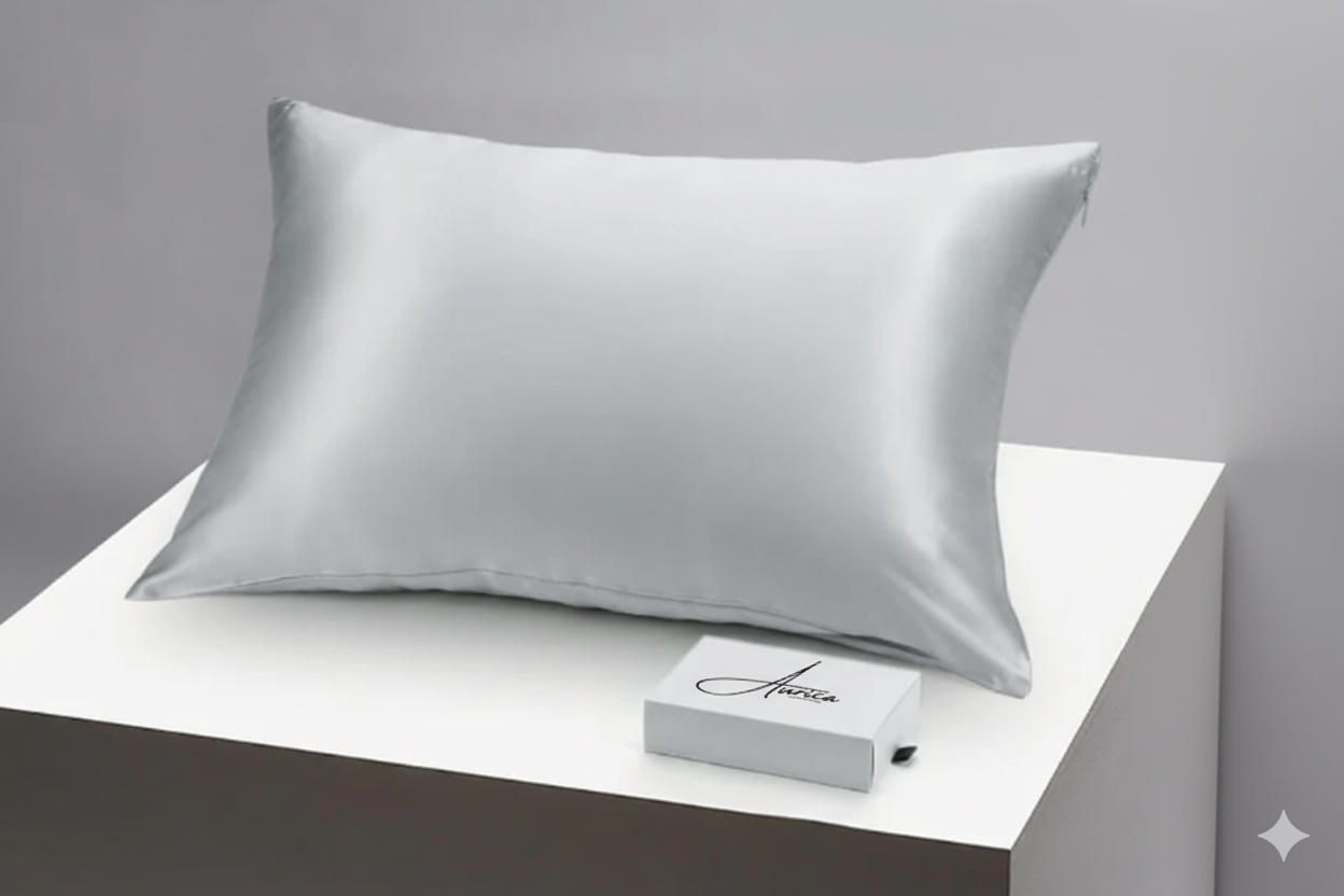 Aurica Yastık Kılıfı - Gri, %100 Dut İpeği