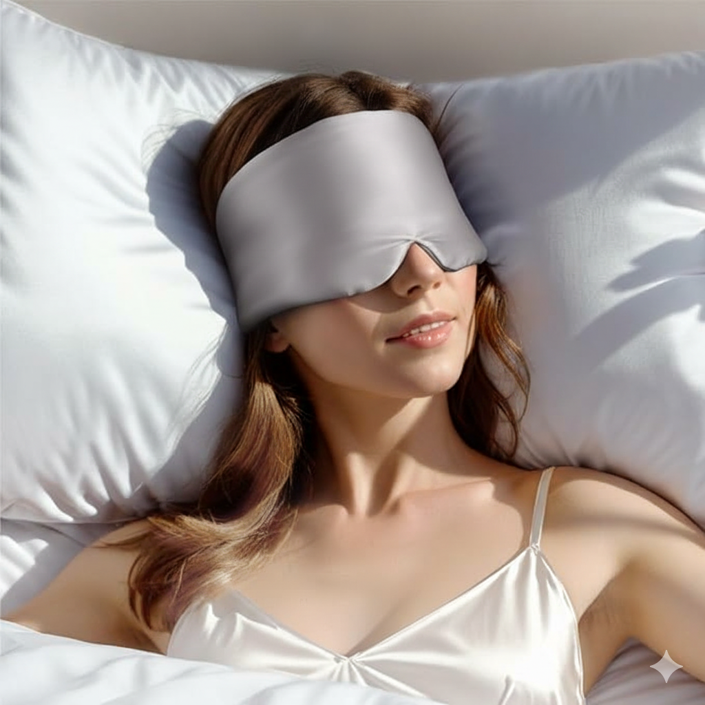 Aurica Göz Bandı- Gri Büyük Boy, %100 Saf Dut İpeği