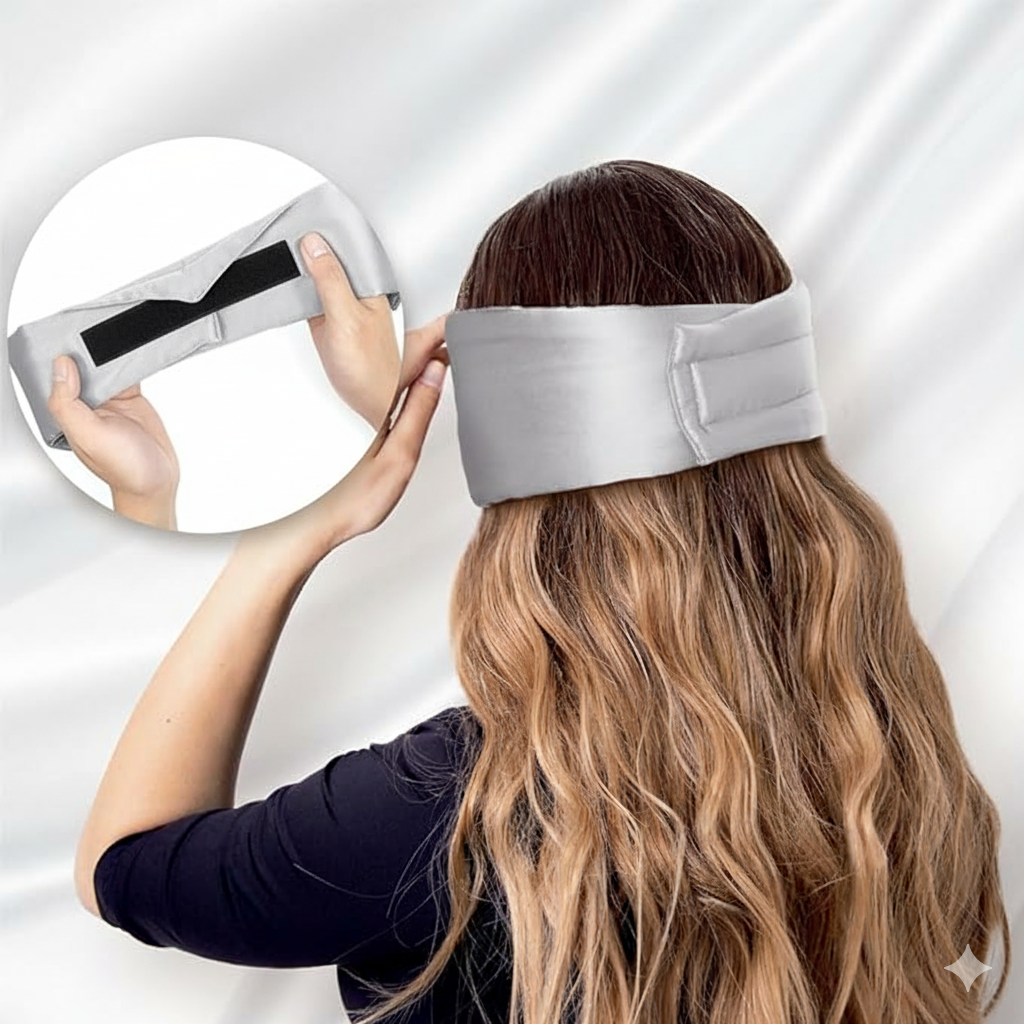 Aurica Göz Bandı- Gri Büyük Boy, %100 Saf Dut İpeği