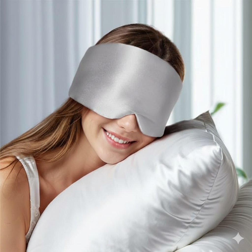 Aurica Göz Bandı- Gri Büyük Boy, %100 Saf Dut İpeği