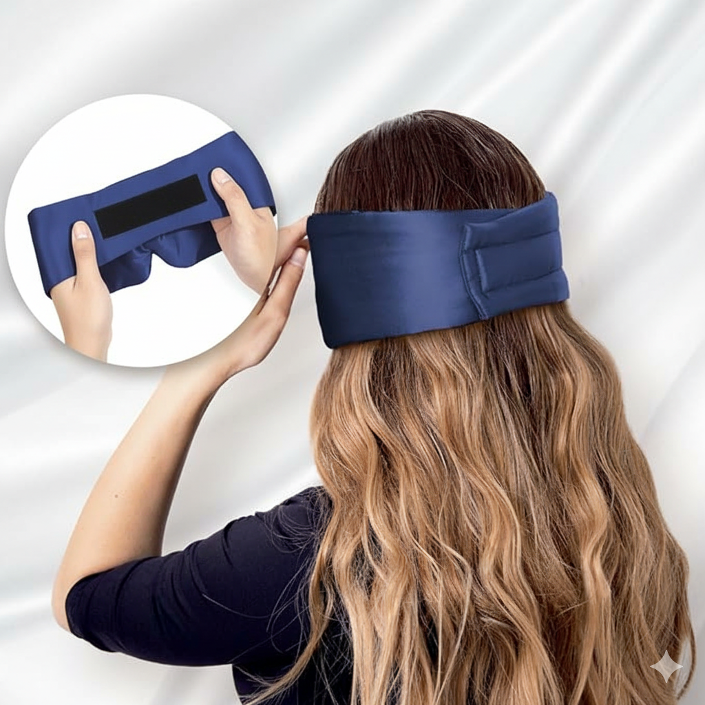 Aurica Göz Bandı- Lacivert Büyük Boy, %100 Saf Dut İpeği