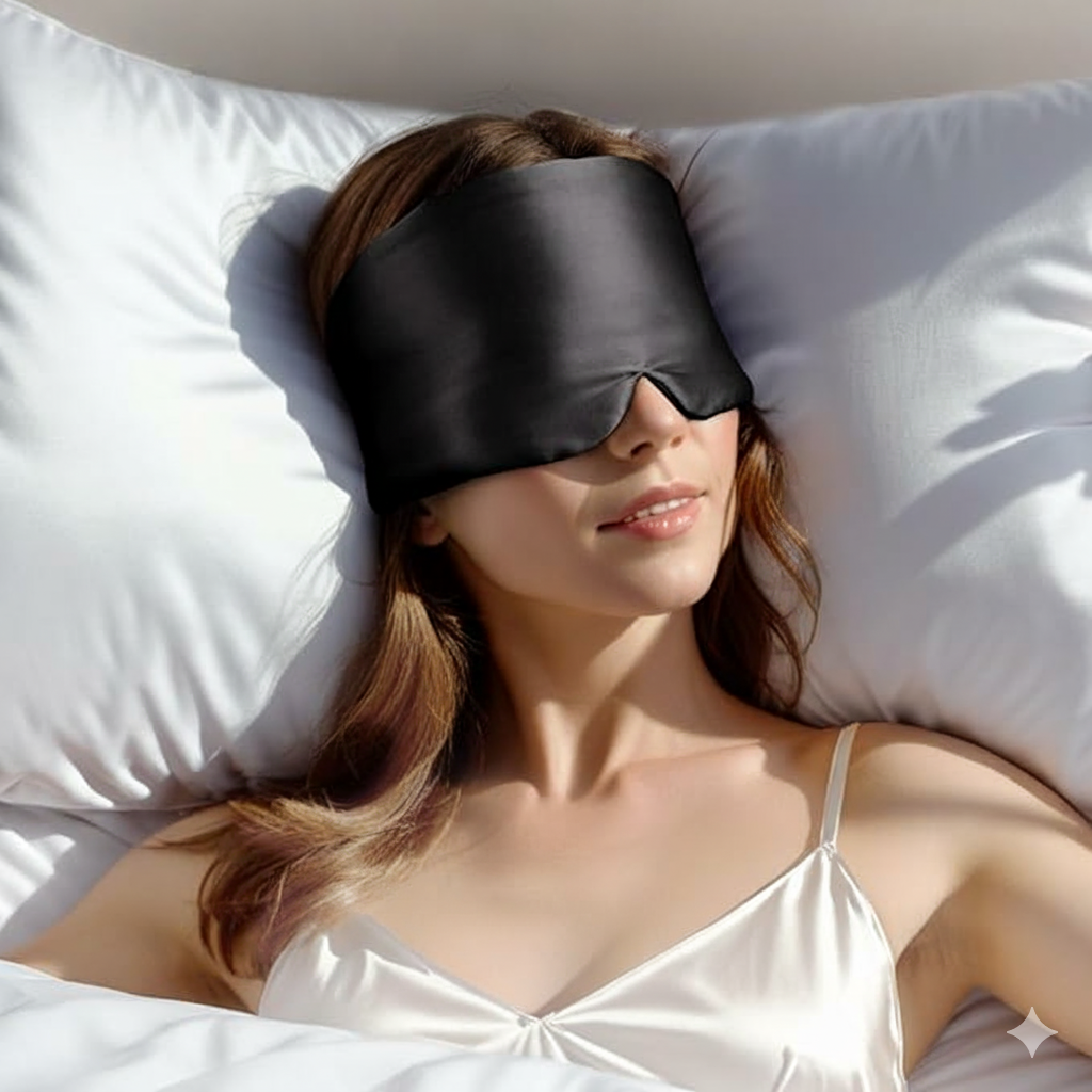 Aurica Göz Bandı- Siyah Büyük Boy, %100 Saf Dut İpeği